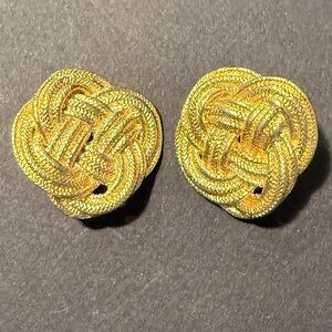 Vintage Givenchy 1980s Gold Tone Knot Clip On Earrings